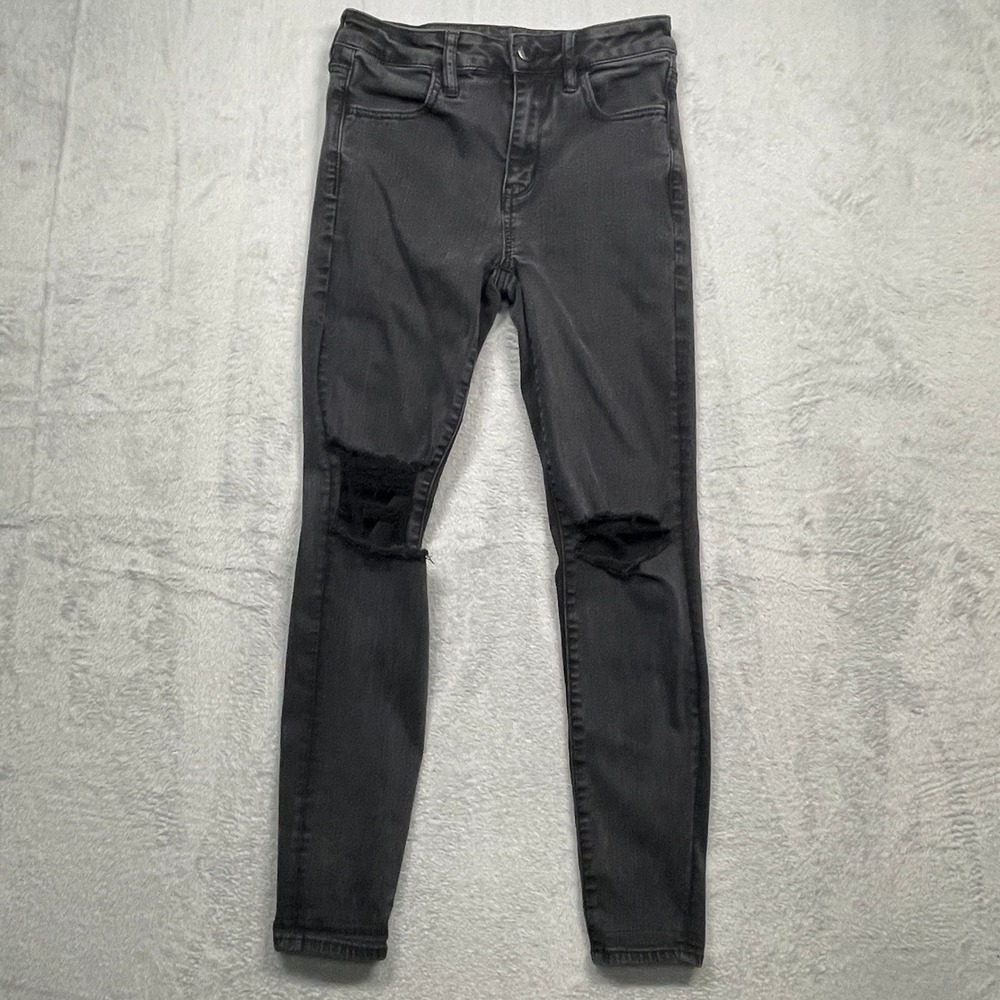 American Eagle Jeggings Women 6 Black Ne(x)t Level Stretch Ripped High Rise
